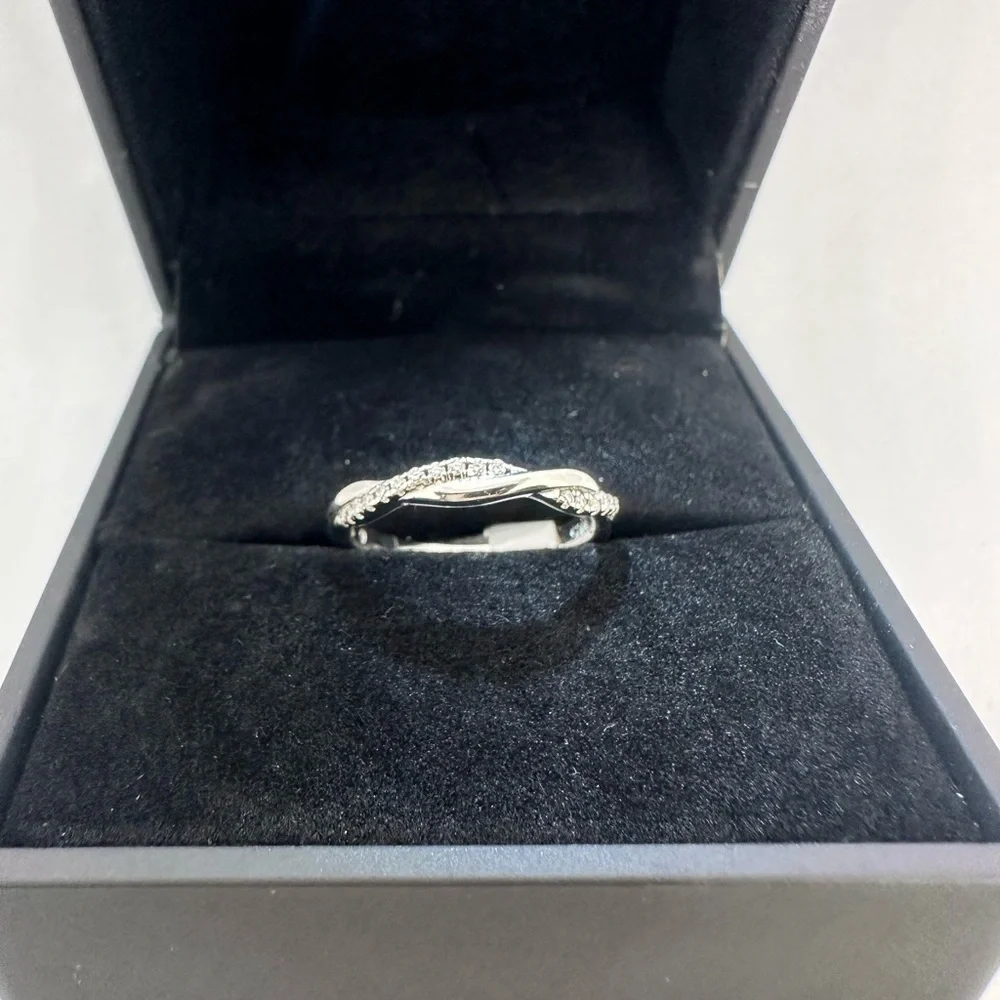 Moissanite Wedding Band Twisted Ring Anniversary GRA Certified 925 18K